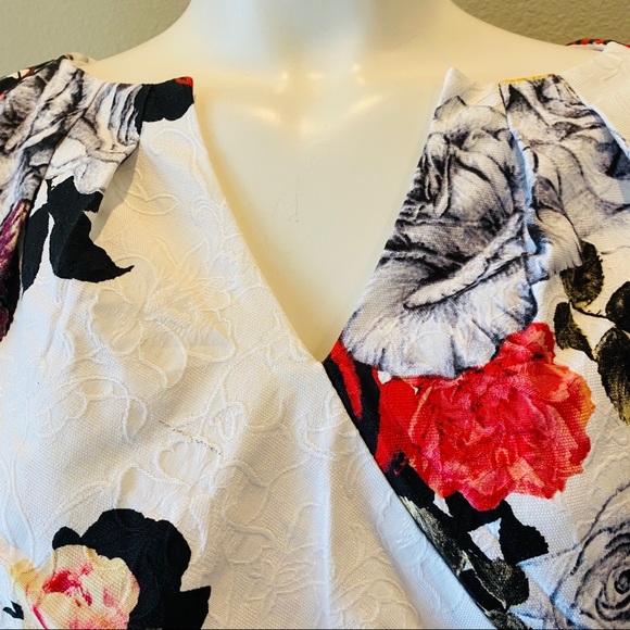 Adrianna Papell Faux Wrap Rose Floral Sheath dress - Picture 6 of 16